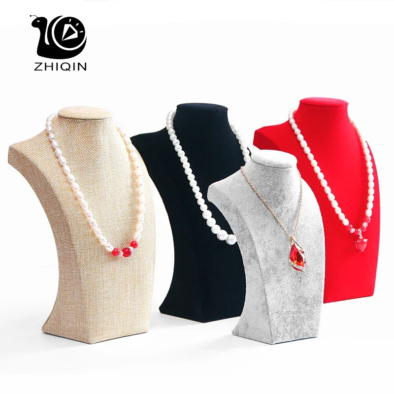 Body Jewelry Holder - กํามะหยี่ภาพสร้อยคอจี้Organizerเครื่องประดับยืนแสดงเครื่องประดับMannequinหน้าอกสร้อยคอจี้หน้าต่าง
