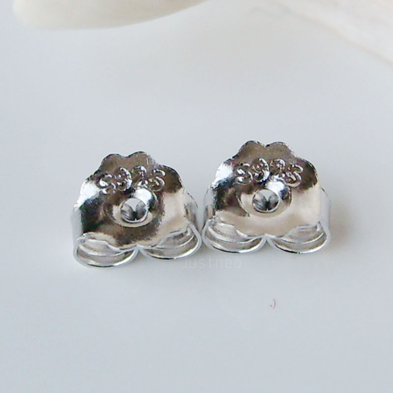 Body Jewelry Top - Earnut, 3.8 มม. 925 เงินสเตอร์ลิงหลัง, แรงเสียดทานต่างหูผีเสื้อกลับ,