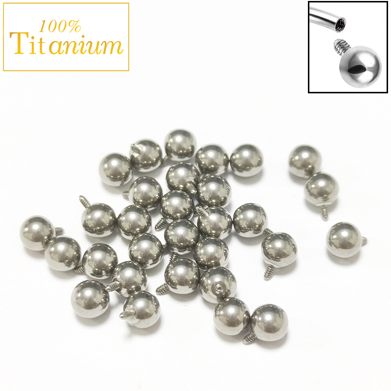 Body Jewelry Implant Grade - 10ชิ้นฝังกระจกไทเทเนียม G23 ASTM เกลียวภายใน2/2.5/3/4/5มมบอลด้านบนเจาะเครื่องประดับ