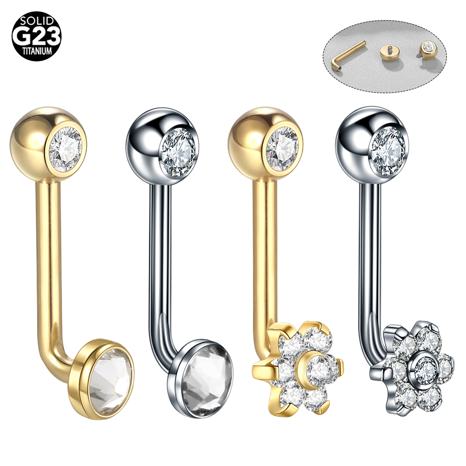 Belly Bar Titanium - 10 ชิ้น/ล็อตไทเทเนียมZircon Christinaแนวตั้งHoodเจาะรอบLip Bellyแหวนเซ็กซี่ช่องคลอดอวัยวะเพศVCHคิ้วผู้หญิงเครื่องประดับ