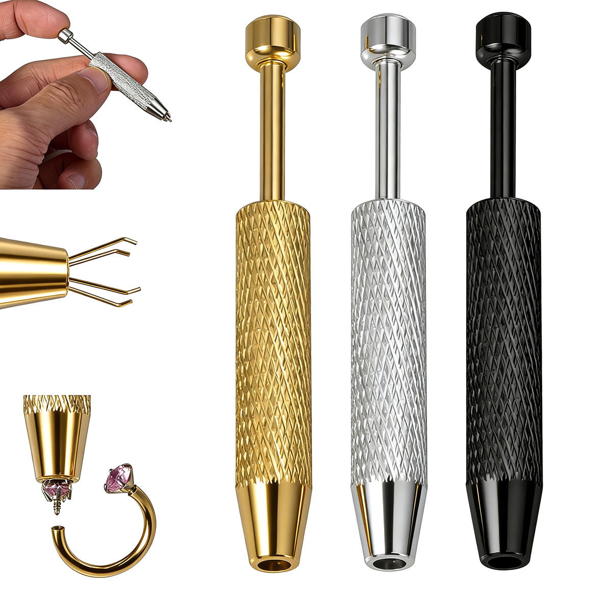 Body Jewelry Holder - ที่คีบลูกปัด 4 แฉก 1/3 ชิ้น อุปกรณ์จับลูกปัด