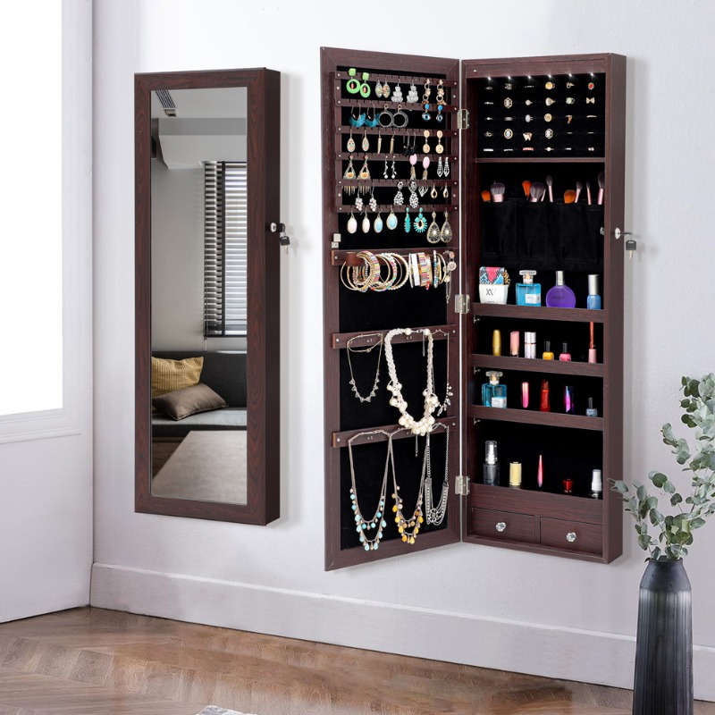 Body Jewelry Storage - กระจกแต่งตัวแบบเต็มตัว กระจกแต่งหน้าในบ้าน ตู้เก็บเครื่องประดับ ตู้เก็บของแบบรวม ห้องนอนเด็กผู้หญิง แบบแขวน