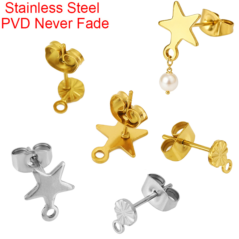 Body Jewelry Top - ต่างหูแบบติดหูสแตนเลสสตีล 20 ชิ้น ป้องกันการแพ้ รูปดาว ไม่ซีดจาง