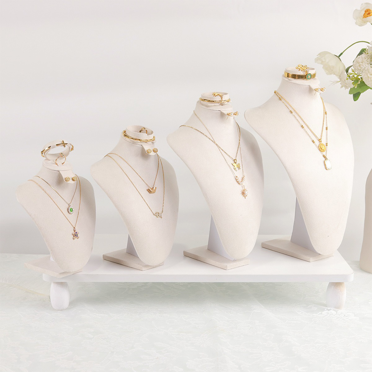 Body Jewelry Display Ideas - หุ่นโชว์เครื่องประดับกำมะหยี่เนื้อนุ่ม รูปทรงมนุษย์ (สำหรับสร้อยคอ/ต่างหู) กำมะหยี่นุ่มป้องกันรอยขีดข่วน แกนกระดาษน้ำหนักเบา