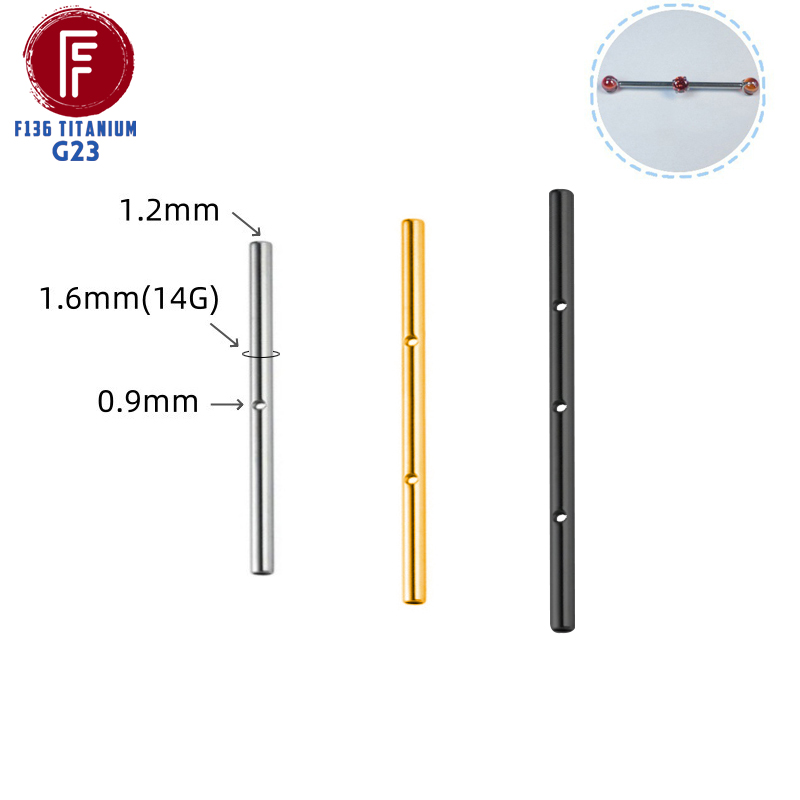 Body Jewelry Implant Grade - ASTM F136 Implant เกรดไทเทเนียม 14G เกลียวภายในตรงเสา