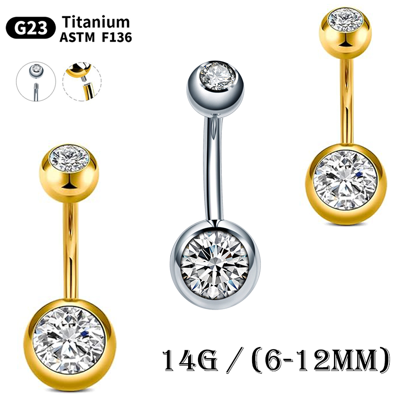 Belly Bar Titanium - 10 ชิ้น/ล็อต G23 ไทเทเนียม Belly ปุ่มเจาะ