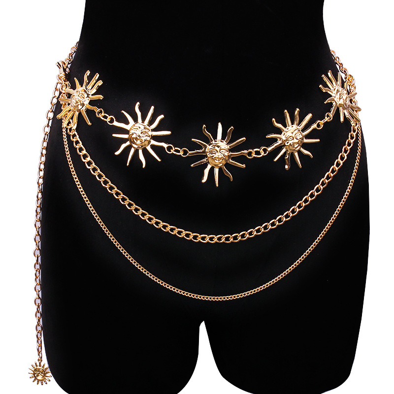 Body Jewelry Chain - Chunky Multilayer Punk Gothic Moon Sun