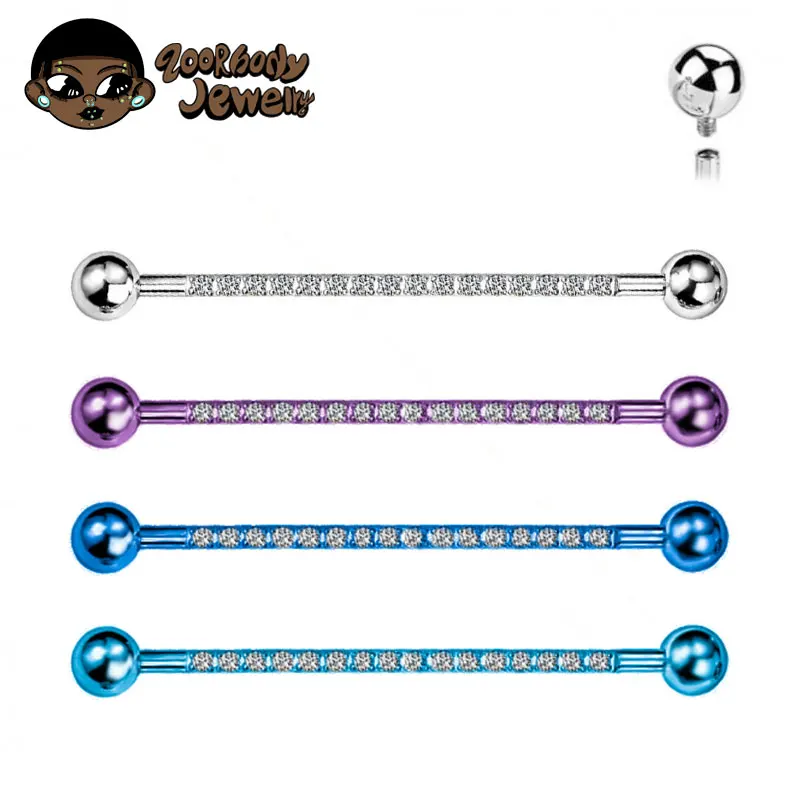 Body Jewelry Implant Grade - F136 Implant เกรดไทเทเนียม 14G ด้ายภายในอุตสาหกรรม Barbell
