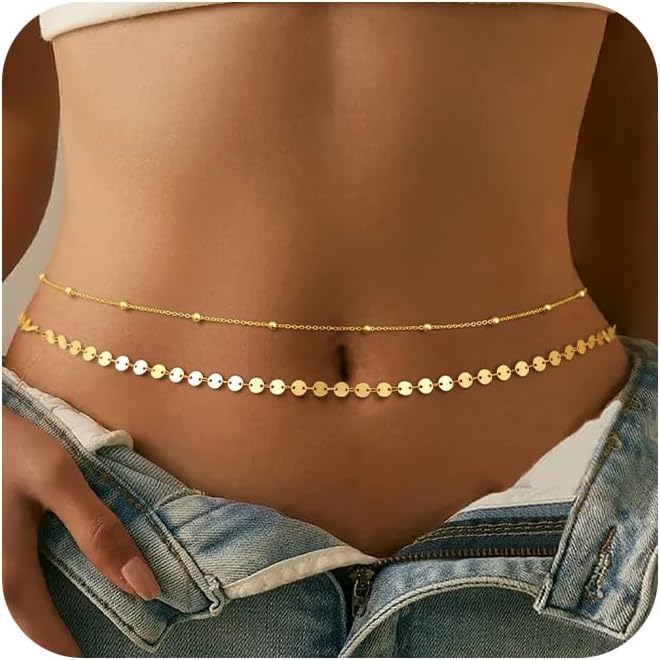 Body Jewelry Gold Plated - Silver Plated Gold Plated Belly Chain