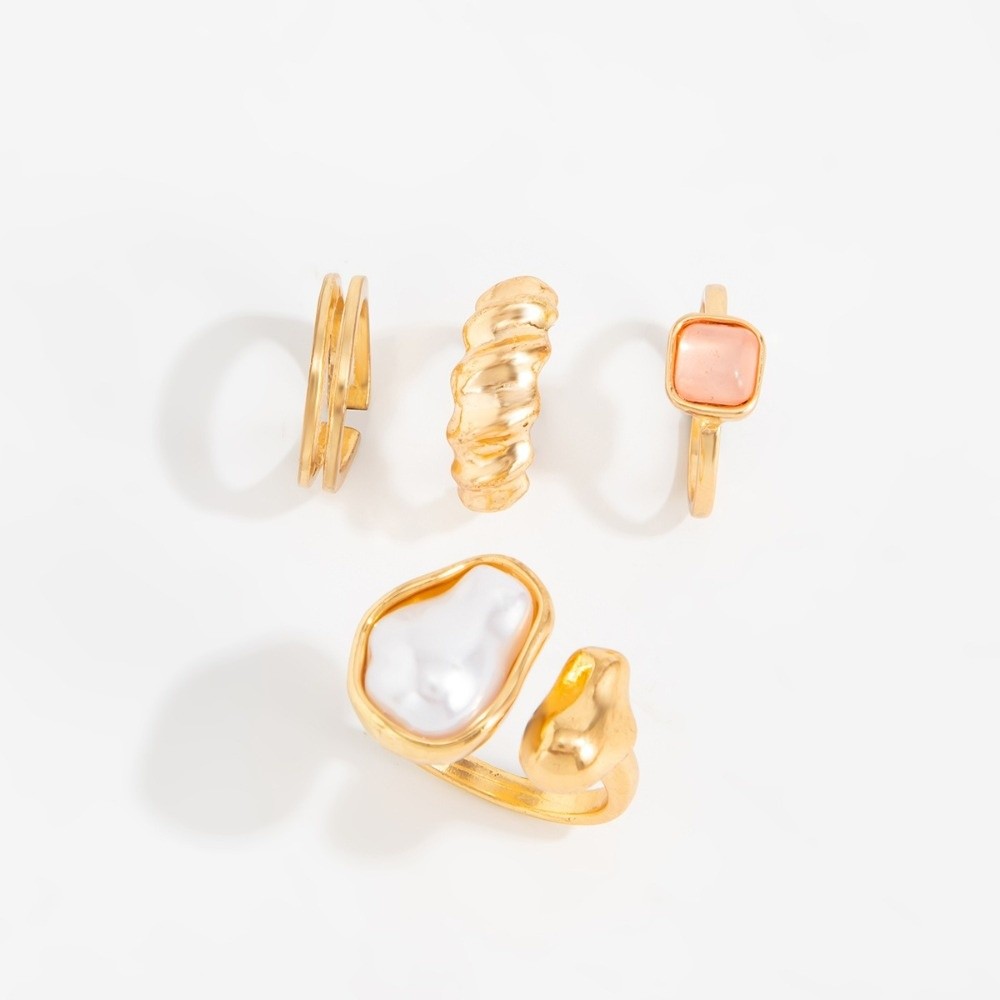 Body Jewelry Kit - ชุดแหวนประดับนิ้วเท้ารูปทรงไม่สมมาตร ประดับมุก ตกแต่งด้วยโลหะ ฝังอัญมณี แบบเปิดปรับขนาดได้ ชุดอุปกรณ์ตกแต่งด้วยลูกปัด