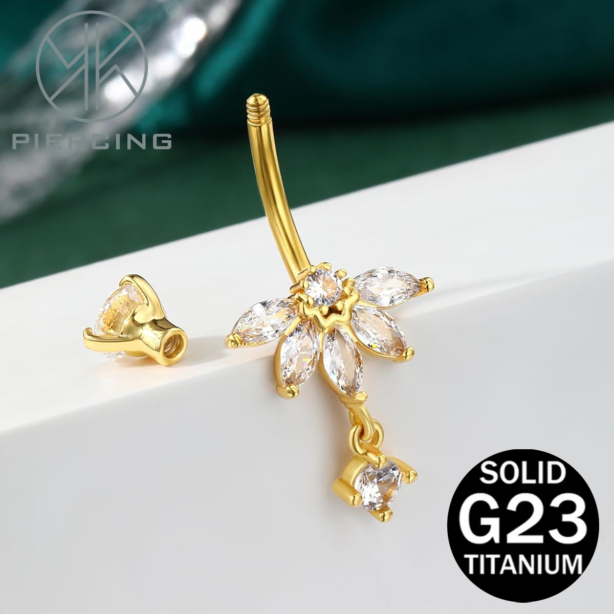 แหวนปุ่มท้องออกแบบโลตัส 14G Da - Belly Bar Titanium บทวิจารณ์และราคา