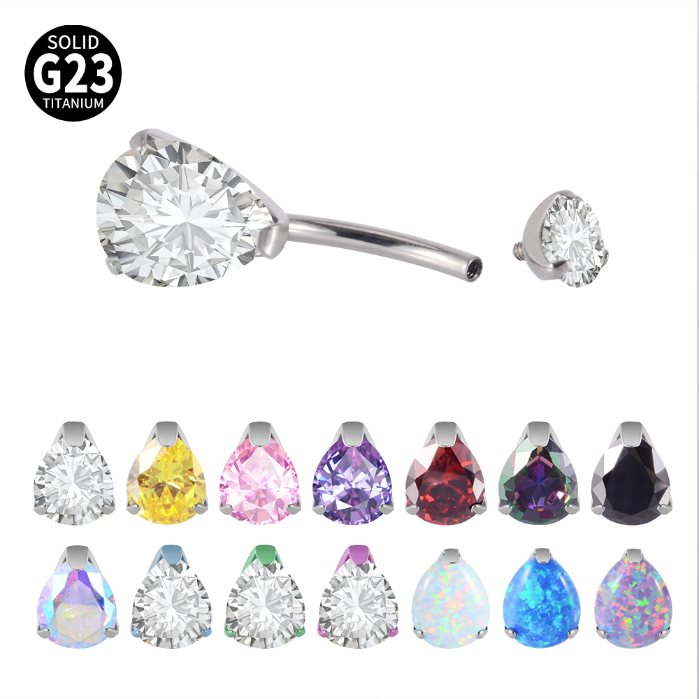 1PC G23 ไทเทเนียมZirconแหวนPro - Belly Bar Titanium บทวิจารณ์และราคา