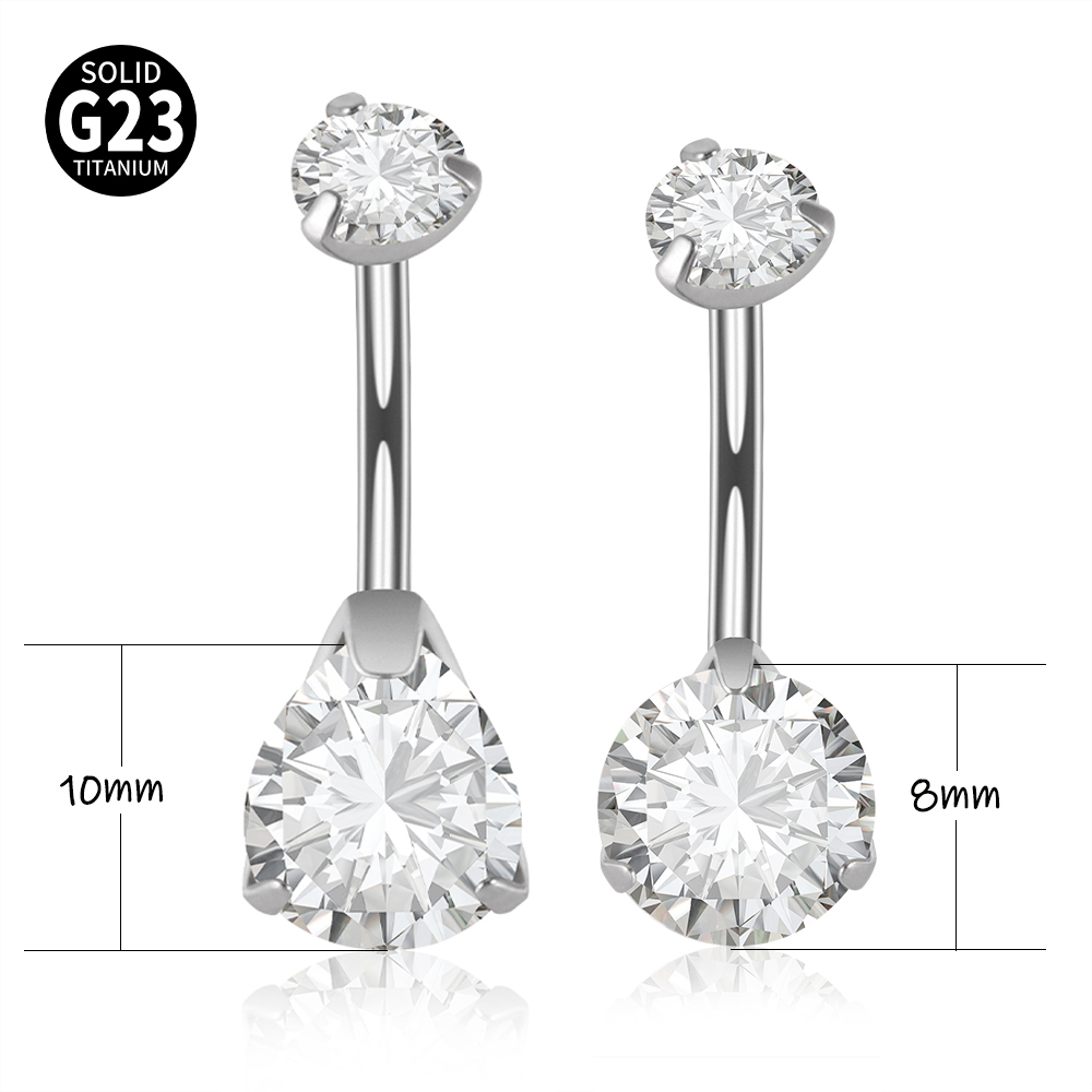 1PC G23 ไทเทเนียมZirconแหวนPro - Belly Bar Titanium บทวิจารณ์และราคา