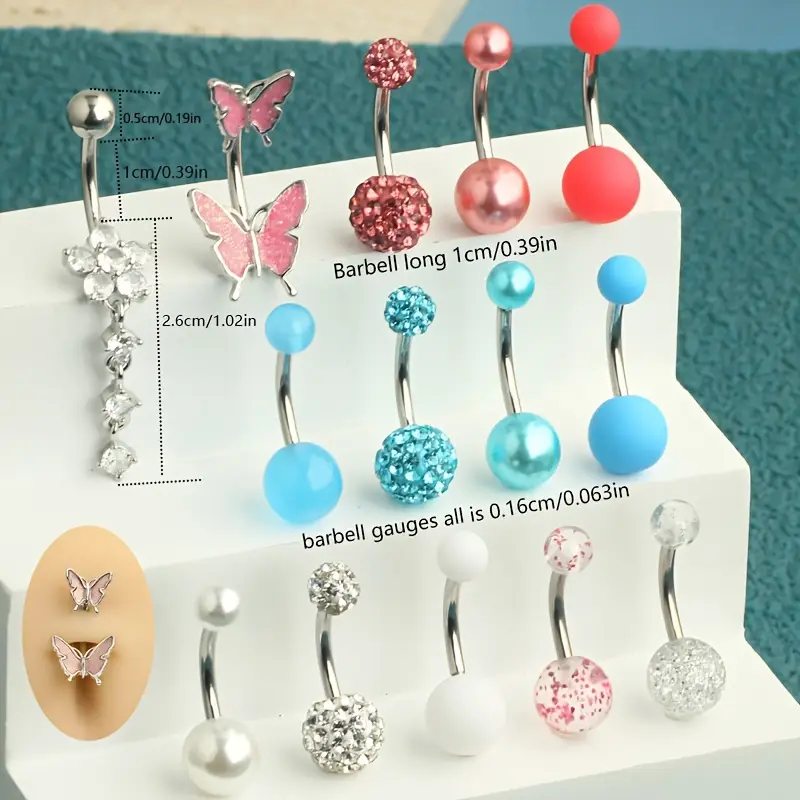 แหวนปุ่มท้อง 14 ชิ้น Navel Pie - Body Jewelry Jewelry Box บทวิจารณ์และราคา