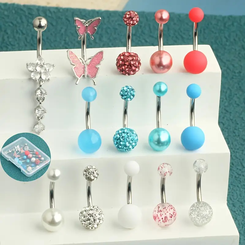 แหวนปุ่มท้อง 14 ชิ้น Navel Pie - Body Jewelry Jewelry Box บทวิจารณ์และราคา