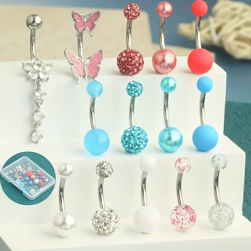 แหวนปุ่มท้อง 14 ชิ้น Navel Pie - Body Jewelry Jewelry Box บทวิจารณ์และราคา