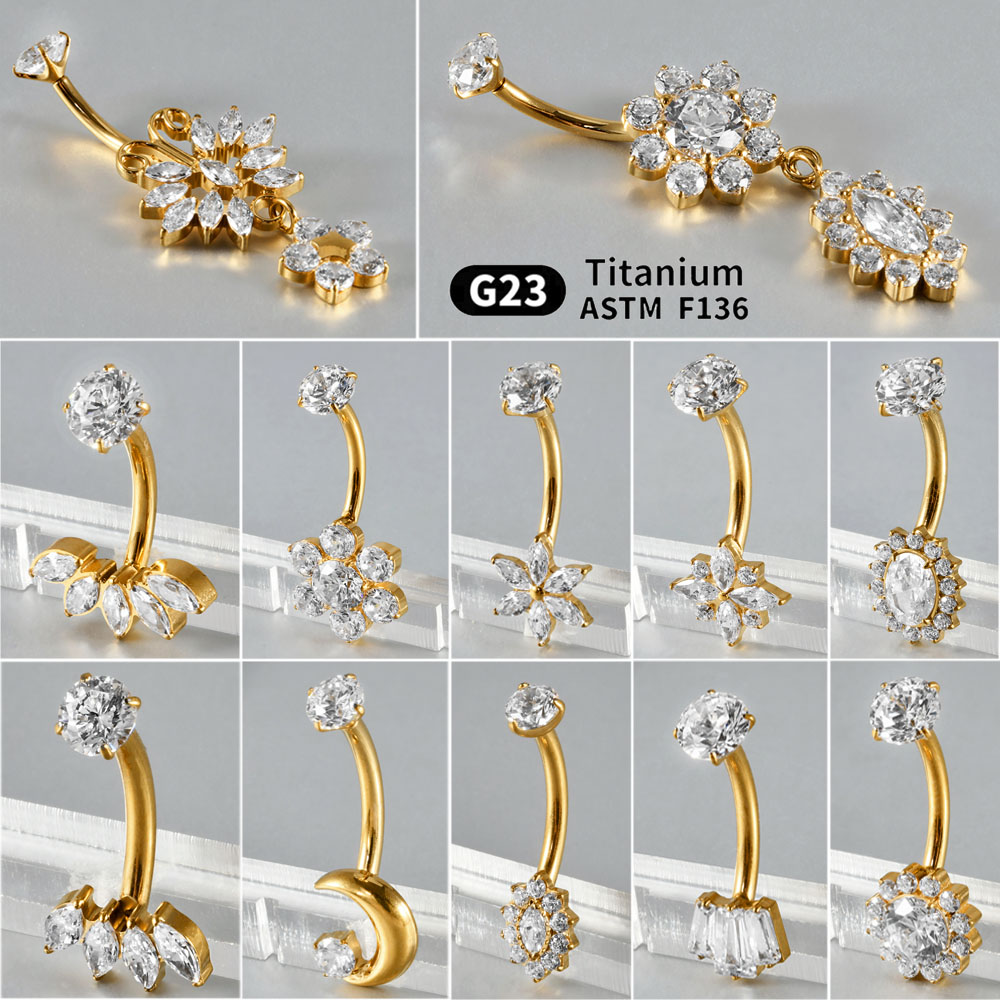 ต่างหูเจาะสะดือไทเทเนียมประดับ - Belly Bar Titanium บทวิจารณ์และราคา