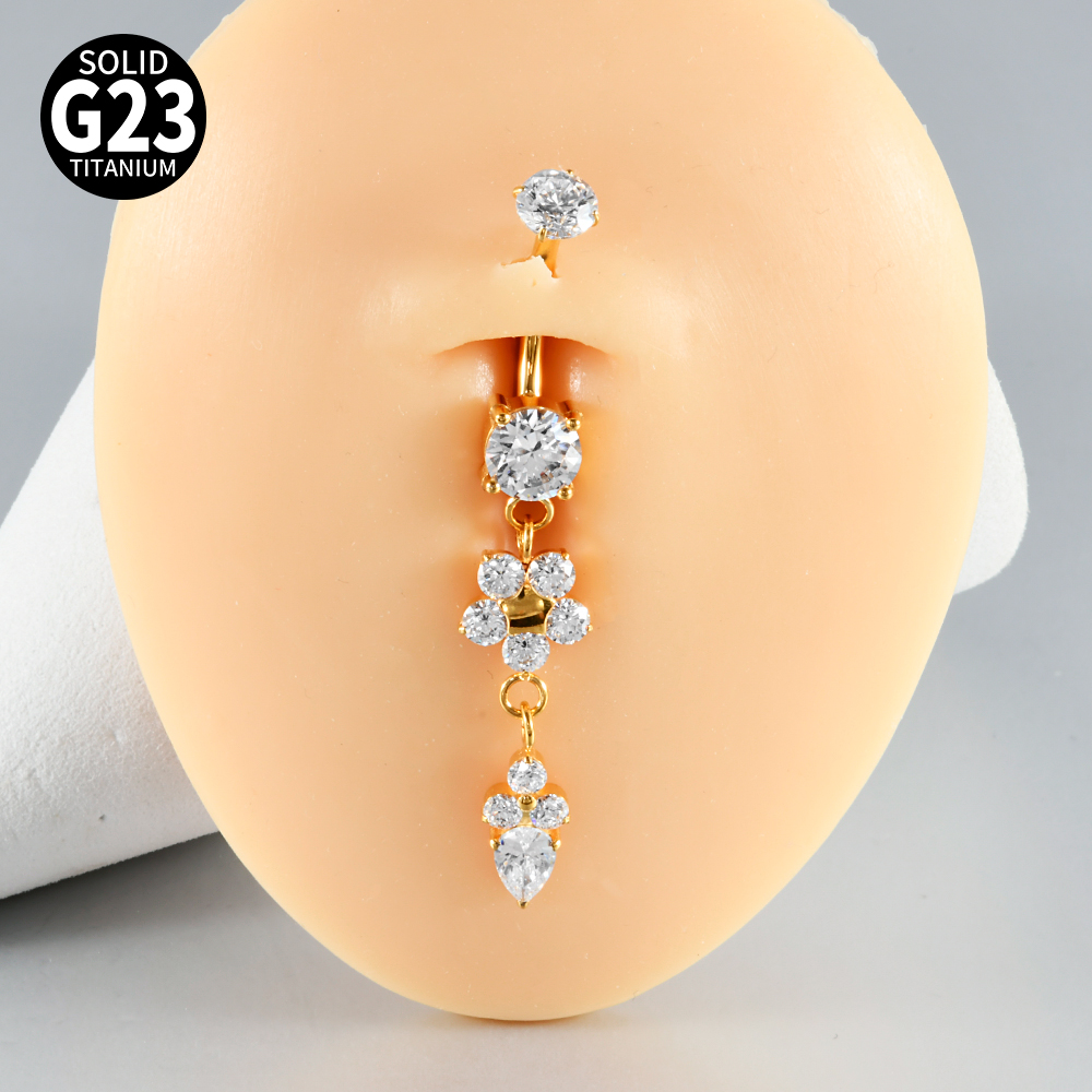 ต่างหูเจาะสะดือไทเทเนียมประดับ - Belly Bar Titanium บทวิจารณ์และราคา