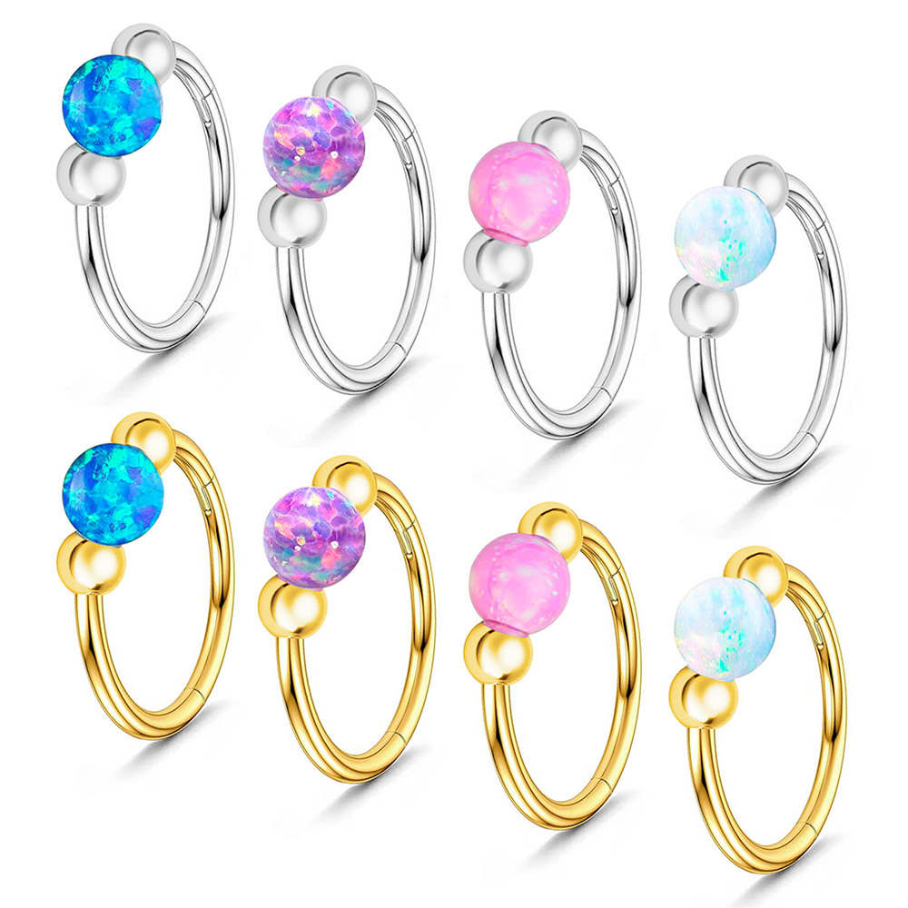ชุดแหวนจมูกโอปอลประกายระยิบระย - Body Jewelry Eu บทวิจารณ์และราคา
