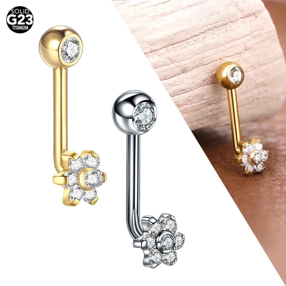 10 ชิ้น/ล็อตไทเทเนียมZircon Ch - Belly Bar Titanium บทวิจารณ์และราคา