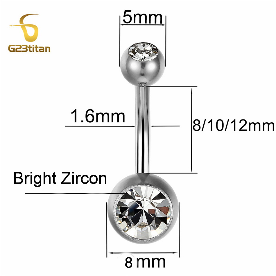 G23Titian 14G 8 มม.10 มม.12 มม - Belly Bar Titanium บทวิจารณ์และราคา