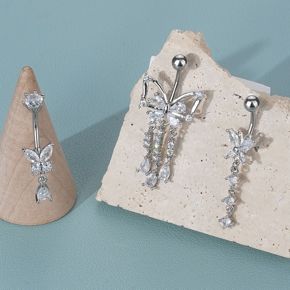    ต่างหูเจาะสะดือสำหรับผู้หญ - Belly Bar Titanium บทวิจารณ์และราคา