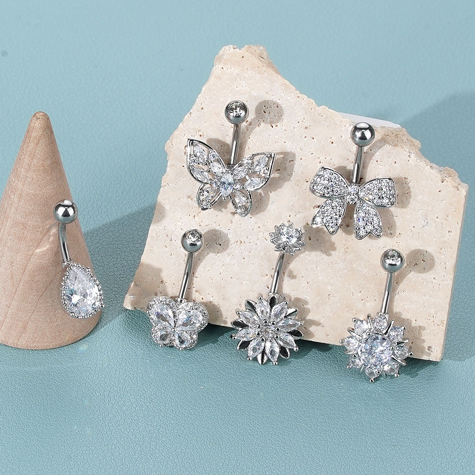    ต่างหูเจาะสะดือสำหรับผู้หญ - Belly Bar Titanium บทวิจารณ์และราคา