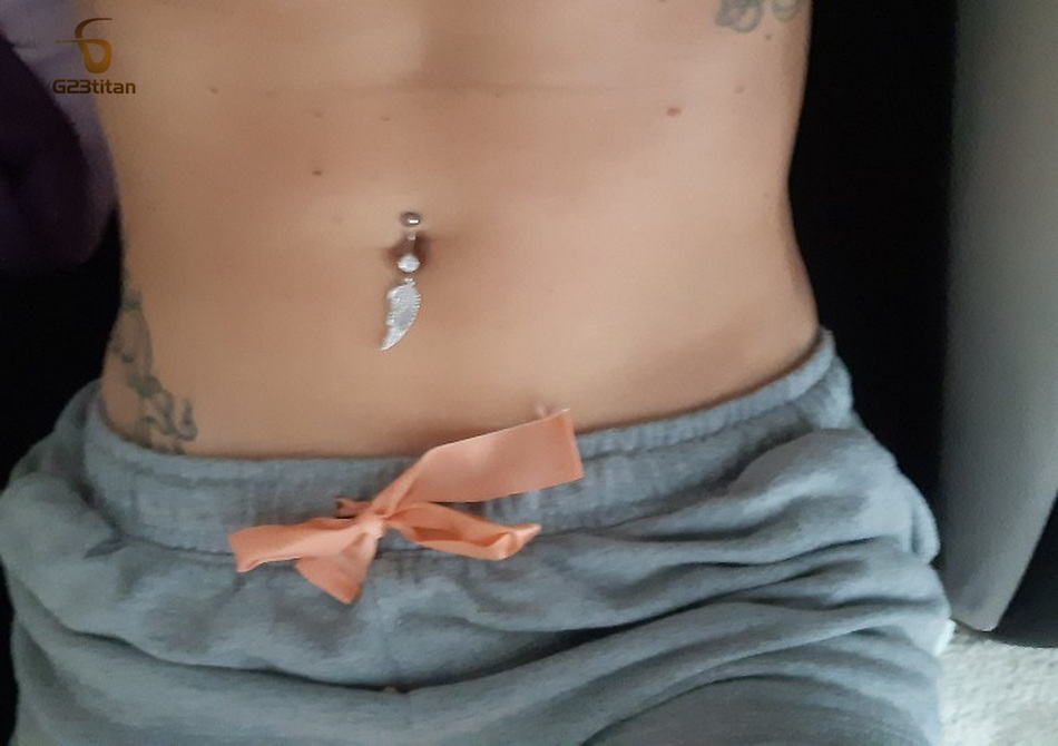 แหวนเจาะสะดือไทเทเนียม 14G สีเ - Belly Bar Titanium บทวิจารณ์และราคา