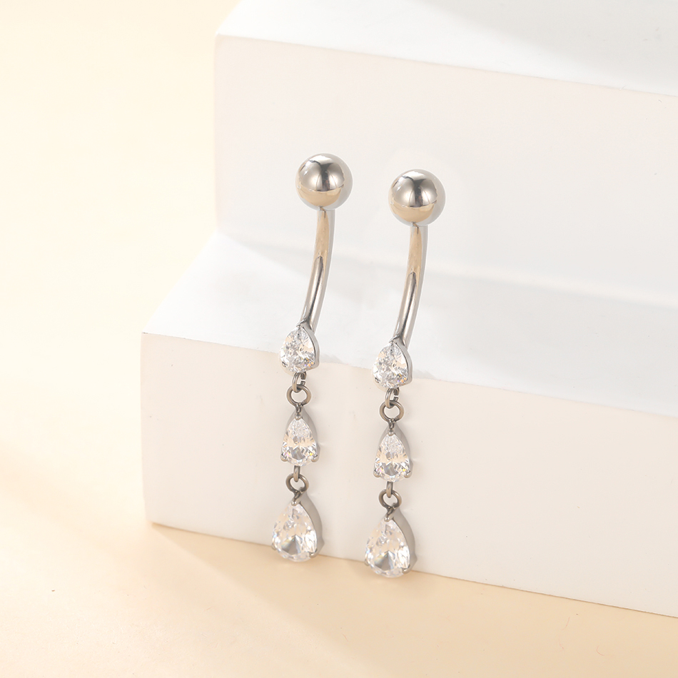 1/5PCS ไทเทเนียม 14G Dangle CZ - Belly Bar Titanium บทวิจารณ์และราคา