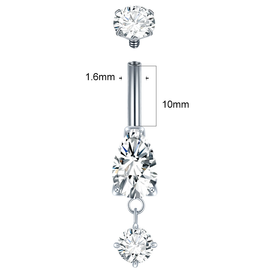 ต่างหูเจาะสะดือทรงหยดน้ำประดับ - Belly Bar Titanium บทวิจารณ์และราคา