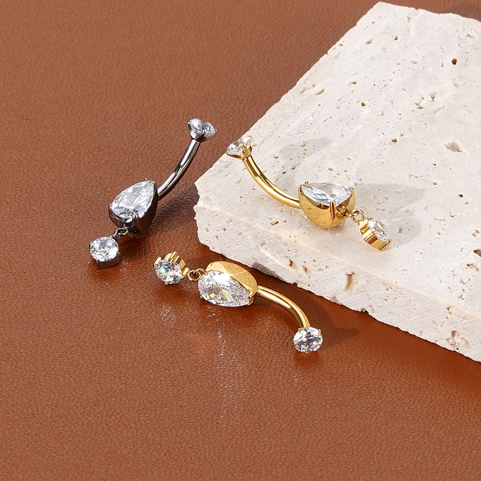 ต่างหูเจาะสะดือทรงหยดน้ำประดับ - Belly Bar Titanium บทวิจารณ์และราคา