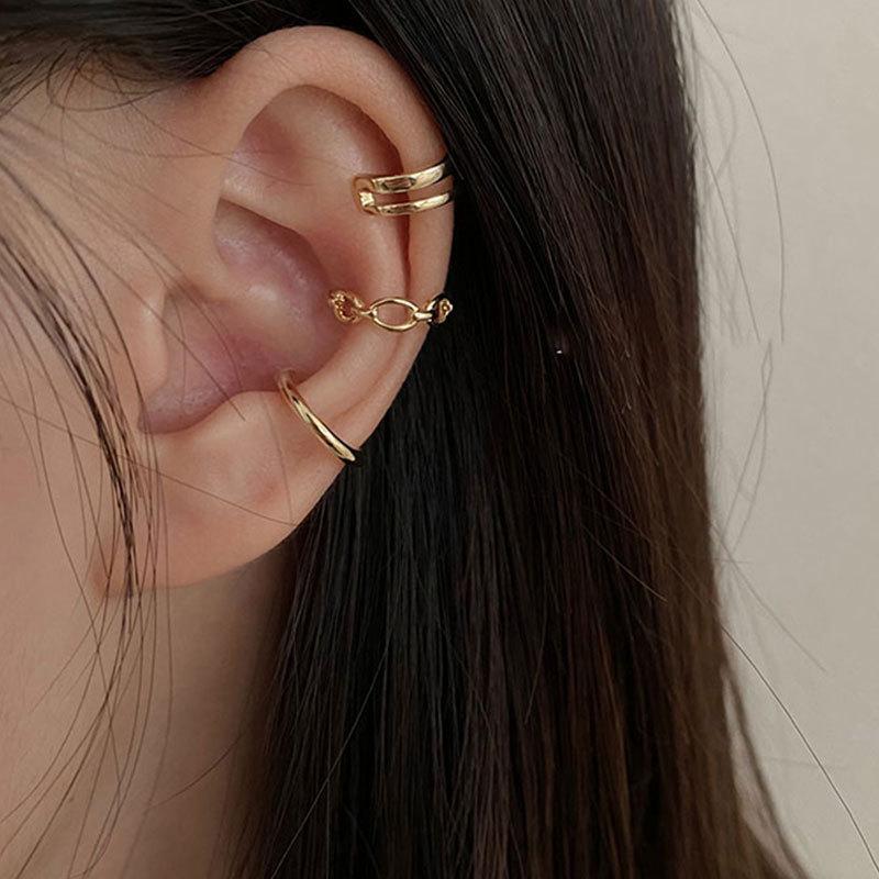 3PCS ทองเงินสีต่างหูแบบหนีบสำห - Body Jewelry Kit บทวิจารณ์และราคา