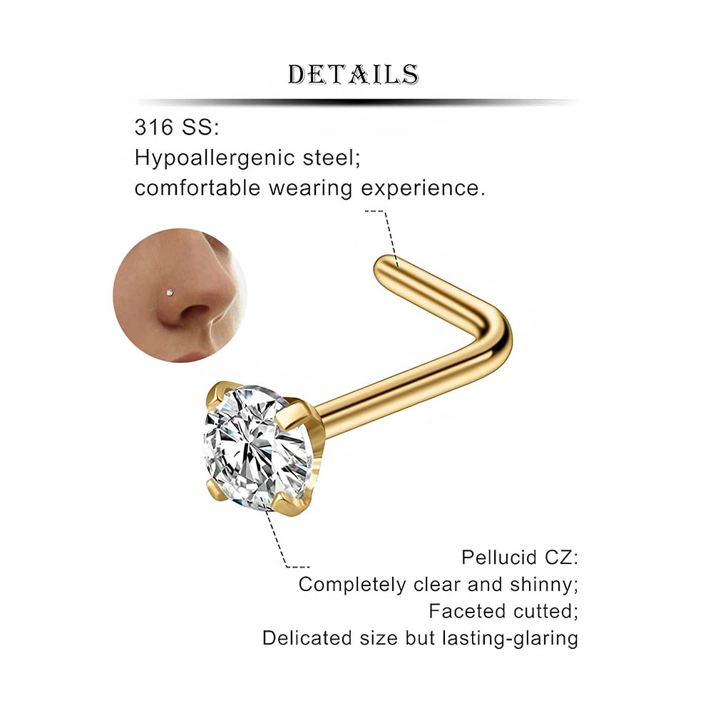ชุดต่างหูเจาะจมูกแบบตัวแอล 12  - Body Jewelry Kit บทวิจารณ์และราคา