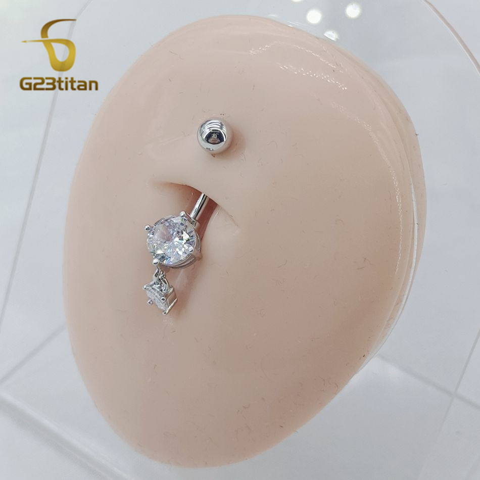 CZ Zircon Dangle แหวน 14G ไทเท - Belly Bar Titanium บทวิจารณ์และราคา