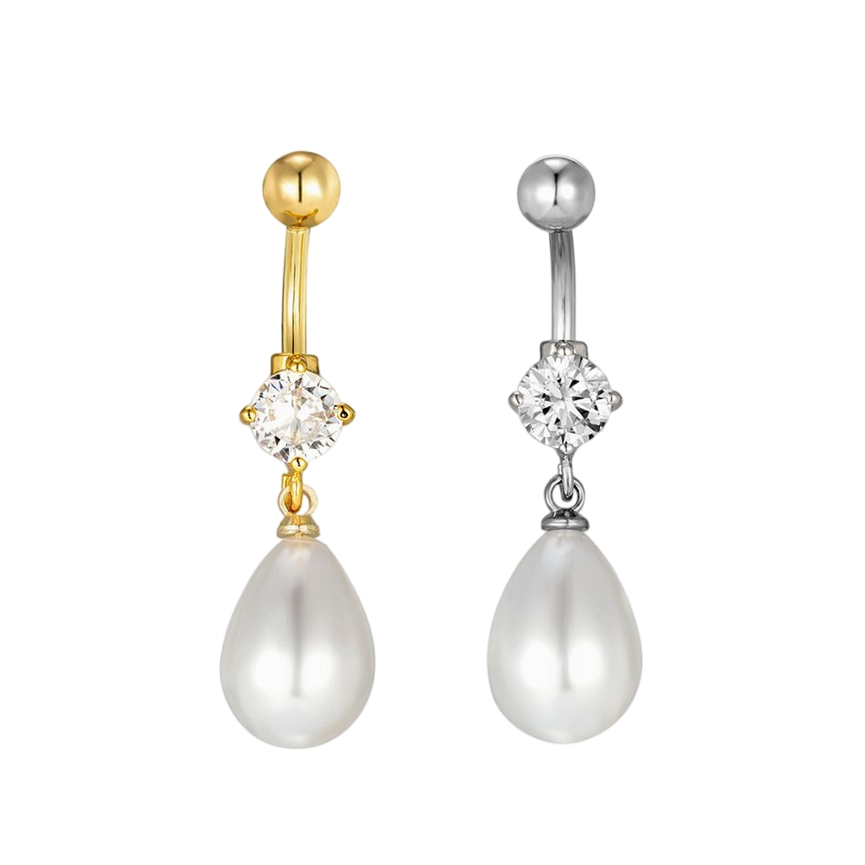 CZ Zircon Dangle แหวน 14G ไทเท - Belly Bar Titanium บทวิจารณ์และราคา